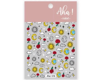 Moon Nail Stickers, Sun Nail Stickers, Cloud Nail Stickers, Flower Nail Stickers, Celestial Nail Stickers, Sky Nail Stickers, Nail Art