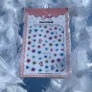 Fluffy Flower Nail Stickers, 3D Extra Thin Nail Decals, Self Adhesive Nail Stickers, Summer Nail Stickers