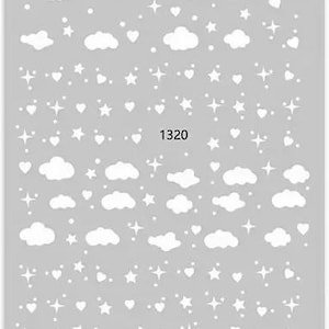 May include: A grey background with white clouds, stars, and hearts. The number 1320 is printed in the centre of the image.