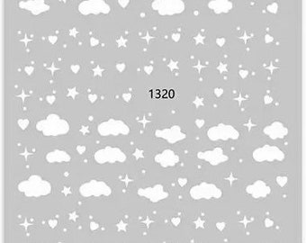 Cloud Nail Stickers, Star Nail Stickers, Ethereal Nail Decals, Sky Nail Stickers, Ultra Thin Nail Decals, Self Adhesive Nail Stickers