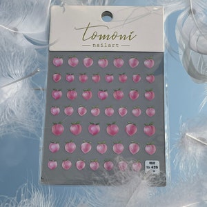 Pink Peach Nail Stickers, Girly Nail Stickers, Fruit Nail Stickers, Peach Nail Decals, Self Adhesive Nail Stickers