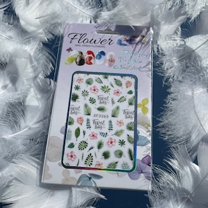 Tropical Nail Stickers, Hawaiian Nail Decals, Summer Nail Stickers, Self Adhesive Nail Stickers, Leaf Nail Stickers, Hibiscus Nail Sticker