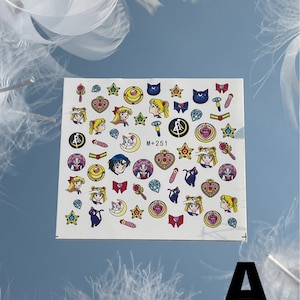 Sailor Moon Nail Decals, Sailor Moon Water Transfer Nail Decals, Anime Nail Stickers, Ultra Thin Nail Decals
