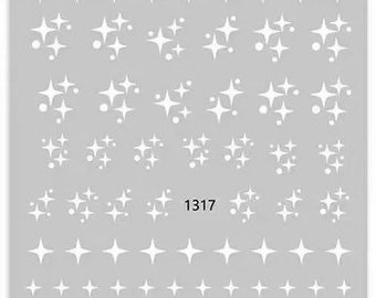 Star Nail Stickers, Celestial Nail Stickers, White Star Nail Decals, Astronomy Nail Decals, Ultra Thin Nail Stickers