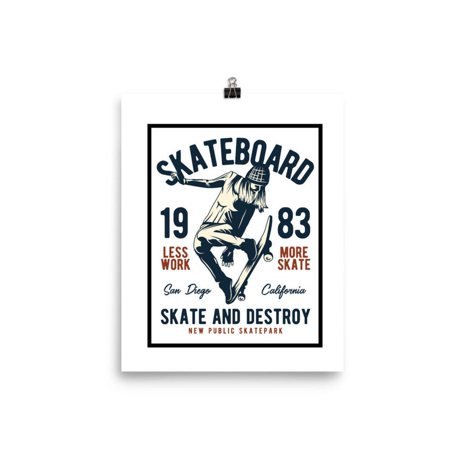 Vintage Skateboard Poster California Skatepark 1963 Skater Etsy