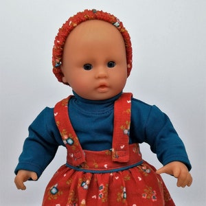 Suspender skirt + t-shirt + headband for 30 cm Corolle doll (replica of real children&#39;s clothes!) easy to dress!