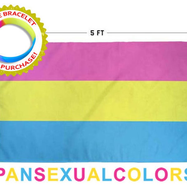 Pansexual Pride 3' x 5' Flag | Free 3-Day Shipping | Premium Quality | Vibrant Colors | Durable Brass Grommets | Double Heavy Stitching