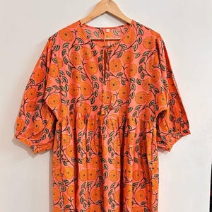Handblock Floral Women Wear Dress, Midi Dress, Mini Dress, Long Block Print Dress, Cotton summer dress, Flower girl dress,