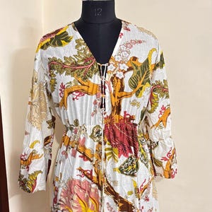 Hand Print Floral Dress || Handblock Cotton Dress || Indian Print Dress || Women one size || Block Print Dress || Tier dress