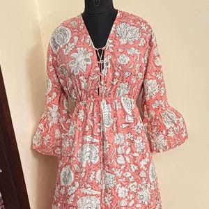 Hand Print Floral Dress || Handblock Cotton Dress || Indian Print Dress || Women one size || Block Print Dress || Tier dress