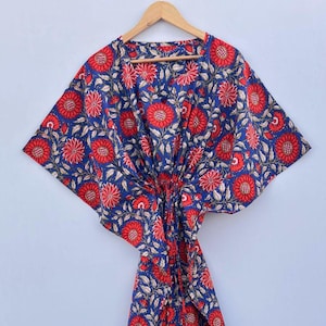Indian Soft Cotton Kaftan, Dress, Block Print Caftan, Maxi Dress, Beach Cover Up, Maternity Dress, Gift For Her