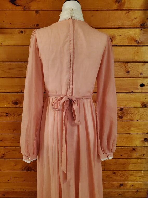 Gunne Sax 1970s Pink Victorian Maxi Dress Vintage… - image 4