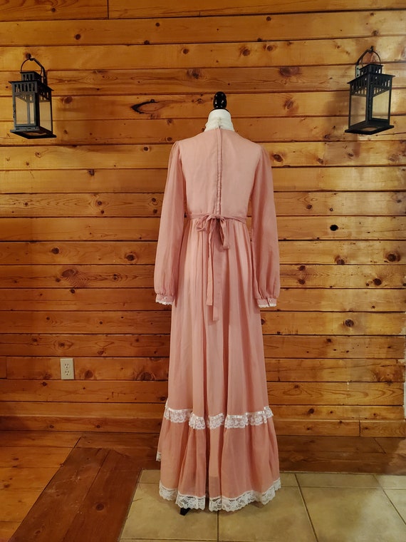 Gunne Sax 1970s Pink Victorian Maxi Dress Vintage… - image 3