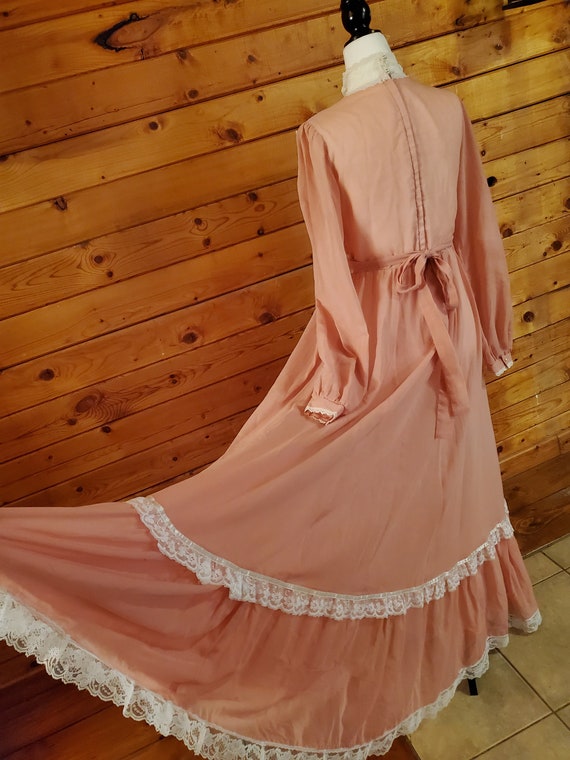 Gunne Sax 1970s Pink Victorian Maxi Dress Vintage… - image 5