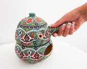 Ceramic Handmade Tea pot with warmer, Coarse Pottery Teapot, Tea light Warmer, pottery teapot .gift for Mom,READY TO SHIP ,Ceramic heaters
