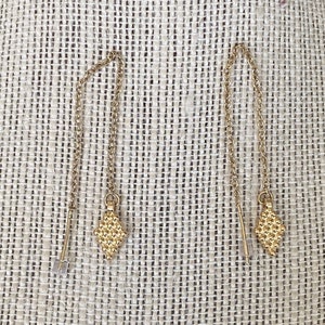 Golden Diamond Threader Earrings