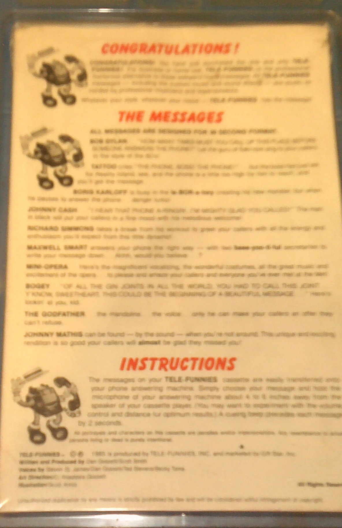 Tele Funnies Vintage Telephone Answering Machine Cassette Tape Etsy