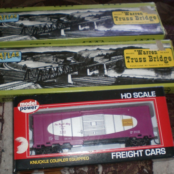 Vintage HO Scale Train Parts Central Of Georgia Freight Car 2 X Warren Atlas Truss Bridges New And Used In Original Boxes