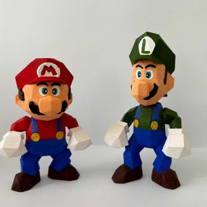 Super Mario e Luigi 64 figure low-poly stampate in 3D