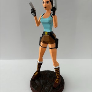 Lara Croft (Tomb Raider) low-poly PS1 figure with stand