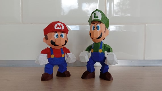 Super Mario and Luigi 64 Low-poly 3D Printed Figures 