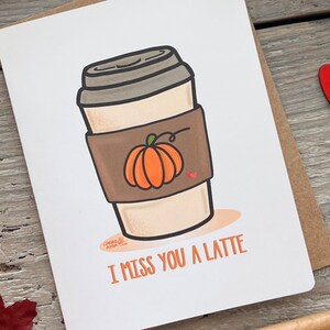 Pumpkin Spice Latte Miss You Card: Hand-Drawn Fall Greeting