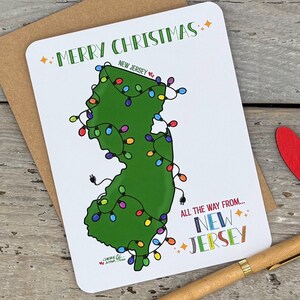 New Jersey Christmas Card, Handmade NJ Holiday Lights Note Card