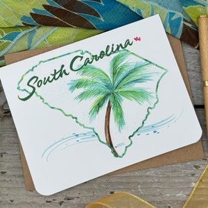 Beautiful hand drawn, hand painted, hand made SC note card.