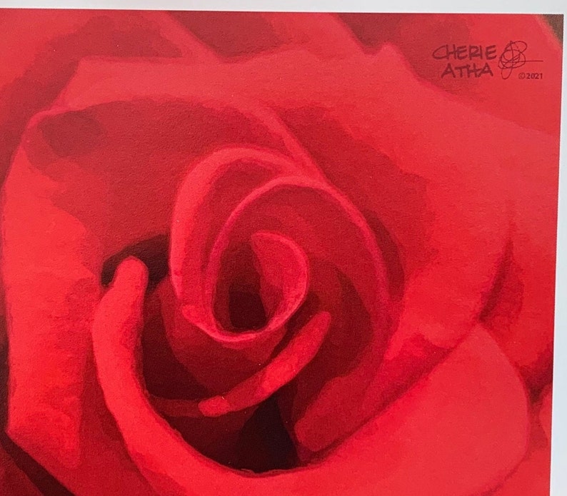 Carte de correspondance effet aquarelle rose rouge, oeuvre d'art originale et photographie, intérieur vierge, carte de correspondance écriture botanique fleurs, coffret cadeau, Saint-Valentin image 3