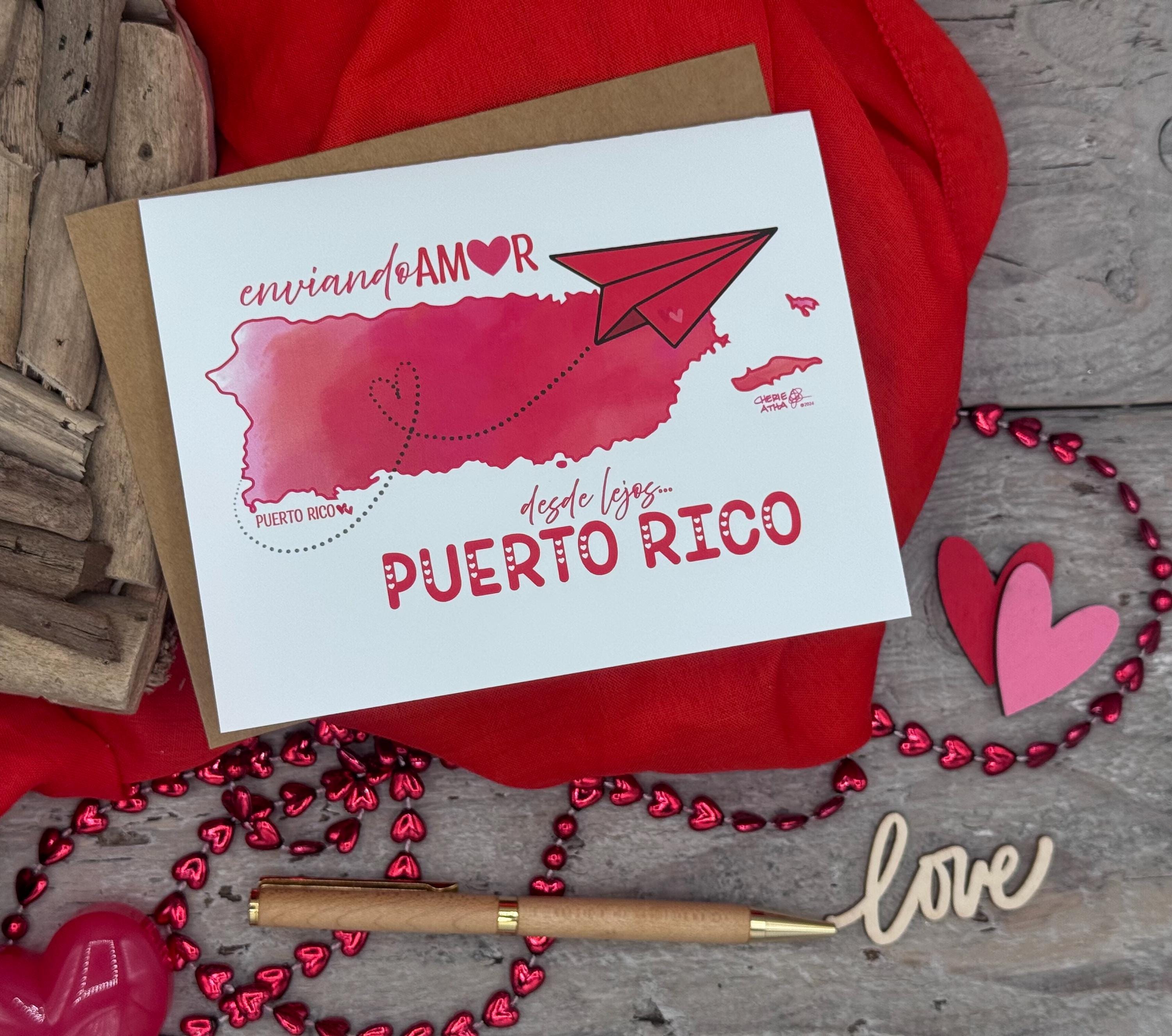 Puerto Rico Note Card: Paper Airplane, Sending Love From PR - Etsy
