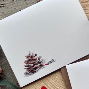 Carte de correspondance minimaliste pomme de pin_Set of 2_Blank Stationery Grandpa Chic Winter Pine_Everyday Find_Original peint Watercolor_Christmas Pine image 4