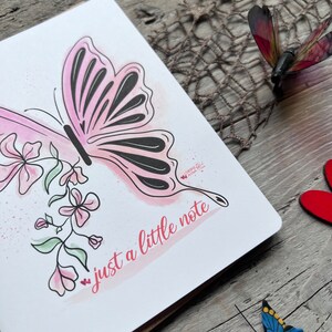 Carte de correspondance papillon, insecte aquarellé gobelin avec des fleurs sur les ailes, juste une petite note toutes les occasions de papeterie, original dessiné ar image 4