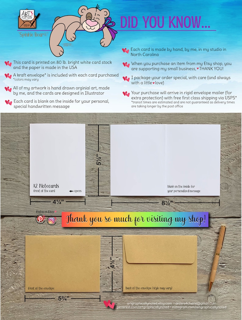 This is information about my note cards. Did you know about all the things I offer?