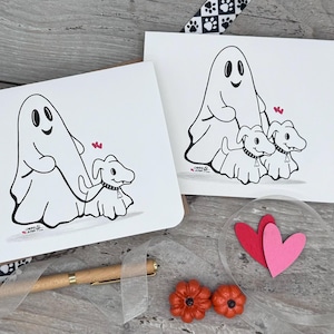 Ghost Walking Dog Halloween Card, Cute Halloween Ghost Dog, Pun Halloween Dog and Ghost Note Card, Dog Lover Gift for Spooky Season, BFF