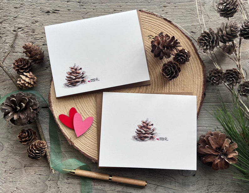 minimalistic watercolor pinecones for your stationery