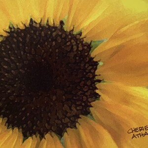 Carte de correspondance tournesol, oeuvre d'art et photographie originales, intérieur vierge, cadeau d'été de papeterie, cadeau jardinière, effet aquarelle numérique image 3