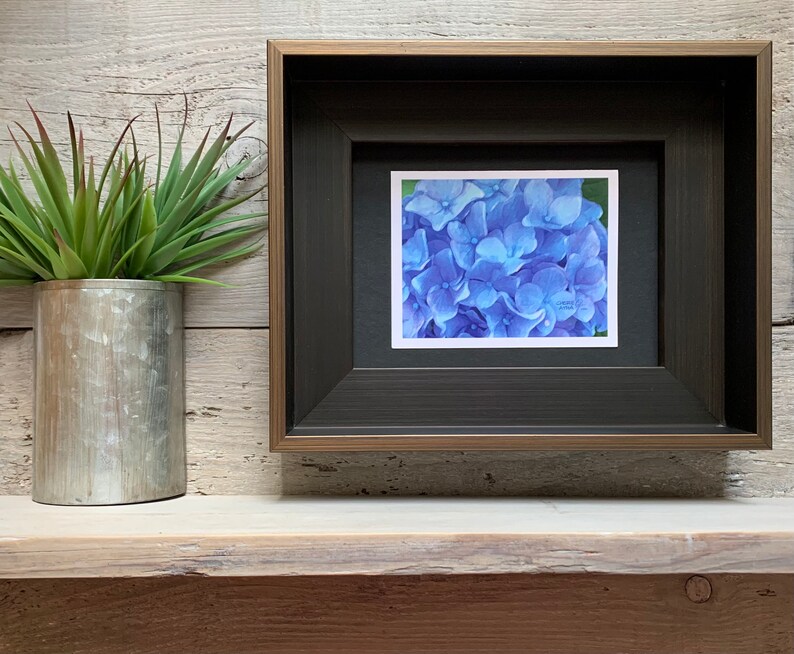 Carte de correspondance effet aquarelle bleu hortensia, 4,25 x 5,5 po. fabriquée à partir d'une photographie originale, merci/mariage/invitation/papeterie/événements image 3