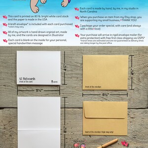 Carte de correspondance Hello Summer avec des sucettes glacées aux couleurs vives, papeterie cadeau d'été mignonne fantaisiste faite à la main à partir d'oeuvres d'art originales dessinées à la main image 8