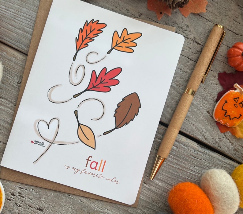 Fall Leaves Note Hand-drawn Fall Leaves Note Card, Autumn Stationery - Etsy