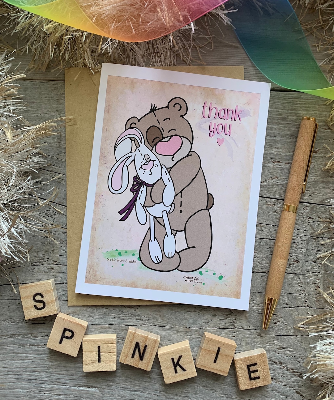 Thank You Note Card, Teddy Bear and Bunny Rabbit gratitude appreciation ...