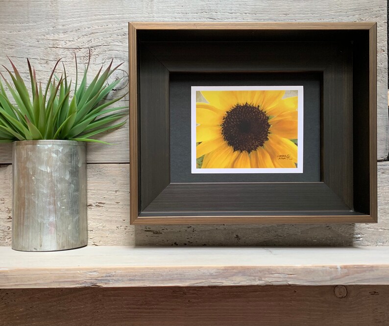 Carte de correspondance tournesol, oeuvre d'art et photographie originales, intérieur vierge, cadeau d'été de papeterie, cadeau jardinière, effet aquarelle numérique image 2