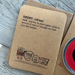 Up close of the back of the reset button card