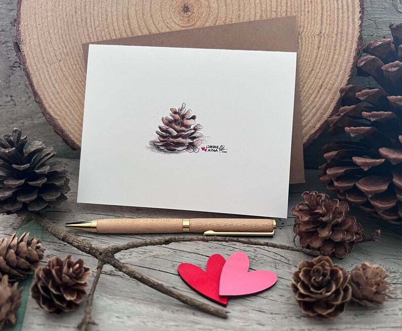 Carte de correspondance minimaliste pomme de pin_Set of 2_Blank Stationery Grandpa Chic Winter Pine_Everyday Find_Original peint Watercolor_Christmas Pine image 7