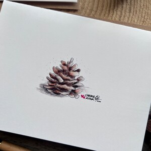 Carte de correspondance minimaliste pomme de pin_Set of 2_Blank Stationery Grandpa Chic Winter Pine_Everyday Find_Original peint Watercolor_Christmas Pine image 5