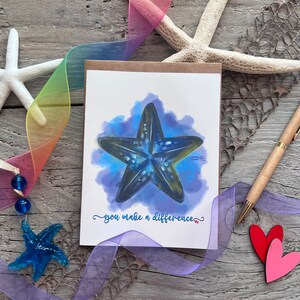 Carte étoile de mer avec l'histoire des étoiles de mer sur le fait de faire une différence, art original dessiné à la main aquarelle numérique inspiré de l'océan, cadeau pour amoureux de la plage image 7