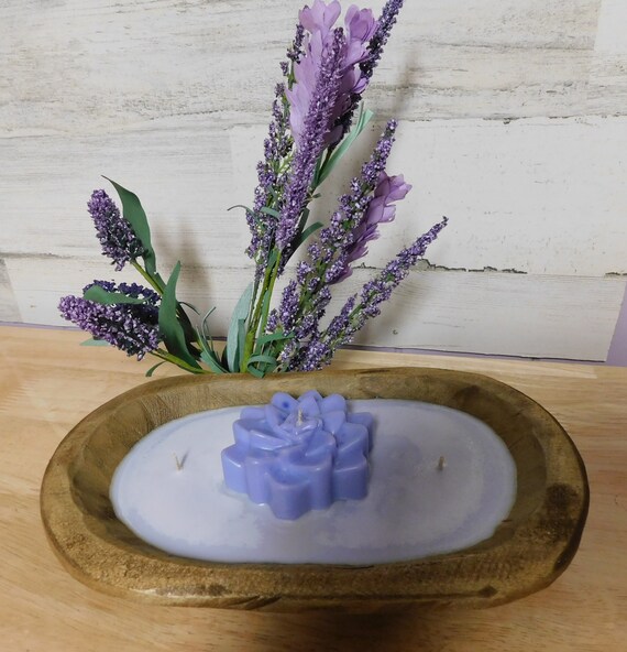Lavender Soy Wax Dough Bowl Candle/Flower Etsy