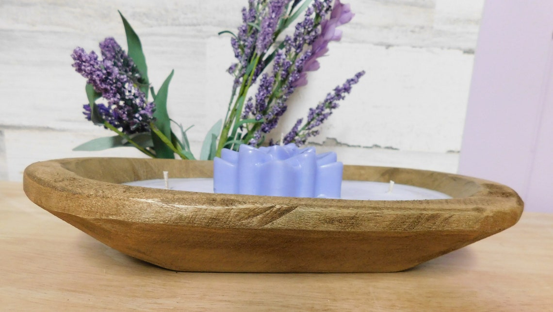 Lavender Soy Wax Dough Bowl Candle/Flower Etsy