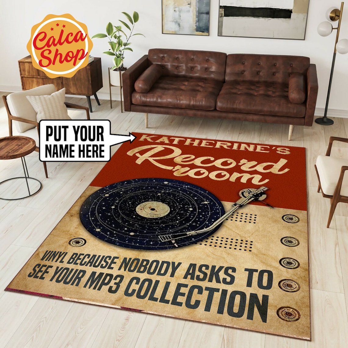 Personalized recording studio rug vinyl disc collector room Etsy