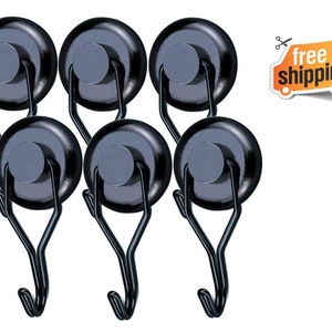 Black 100 LBS Magnetic Hooks Heavy Duty for Hanging Neodymium Refrigerator Magnet Hanger Hook for Locker Kitchen, Classroom Free Shipping