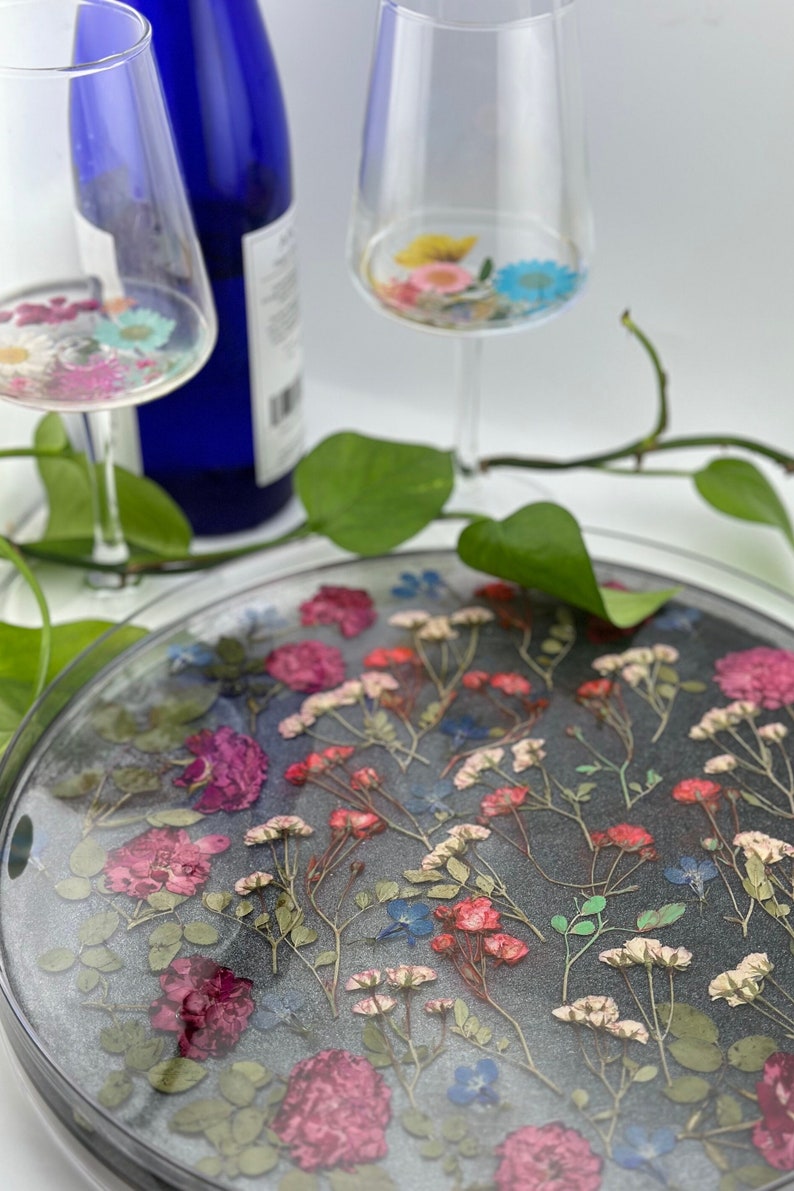 12 Floral Acrylic Lazysusan Hand Decorated With Real Etsy